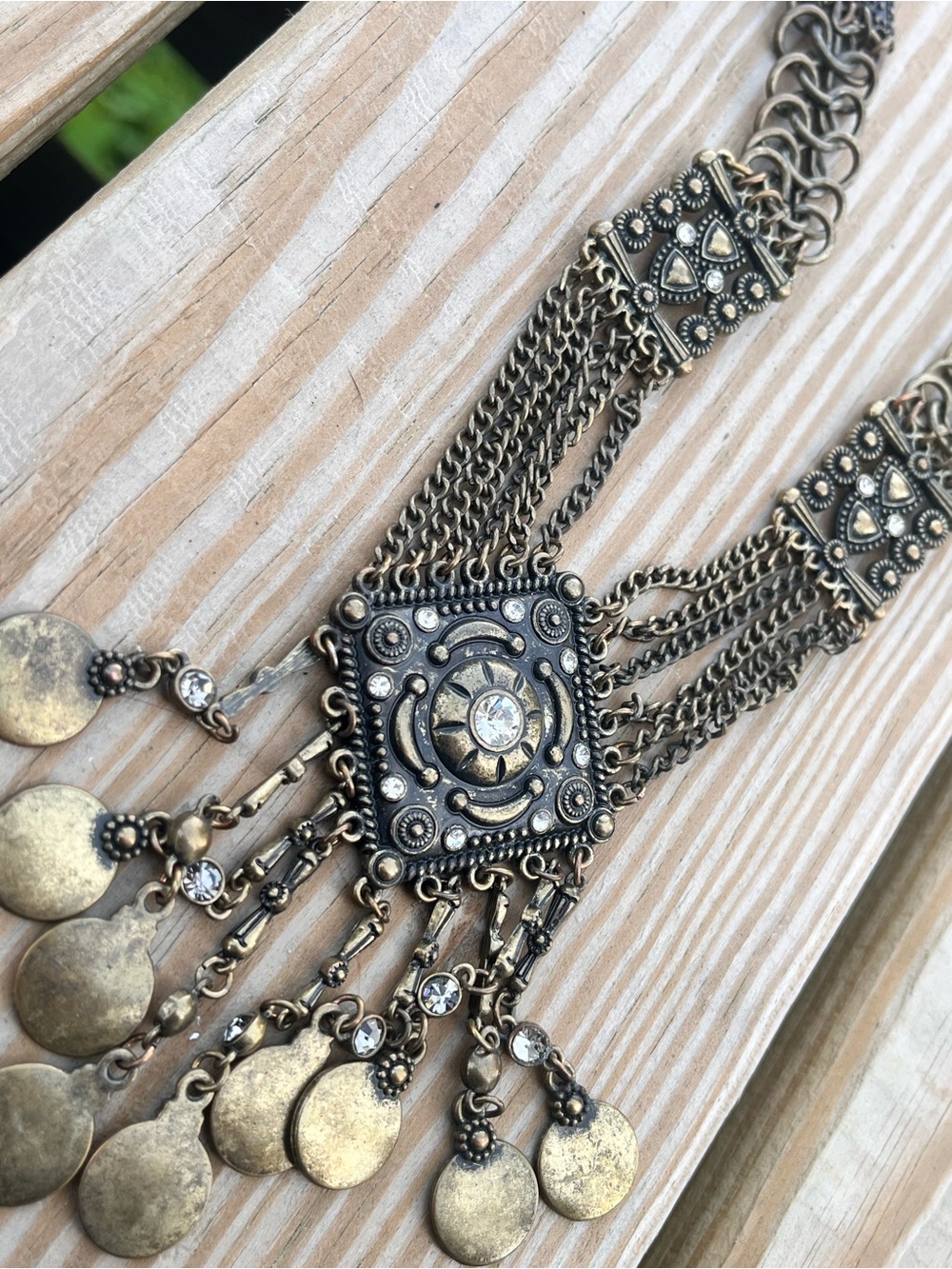 Antique Gold Multi-Chain Bohemian Statement Necklace